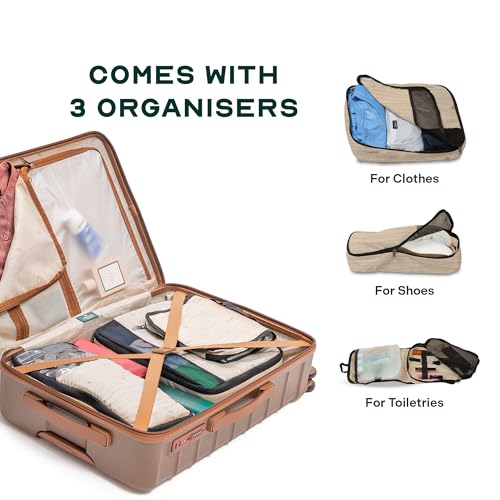 Image of Assembly Odyssey Trolley Bag Set of 2 20, 24 Inch (55 & 65cm) Hard Shell Polycarbonate Luggage Set Lightweight with TSA Lock 8 Spinner Wheels Brown