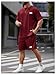 RoseSeek Men's Big and Tall Shorts Set Short Sleeve T Shirt and Track Shorts Clothing Set 2 Piece Outfits Burgundy 5XL