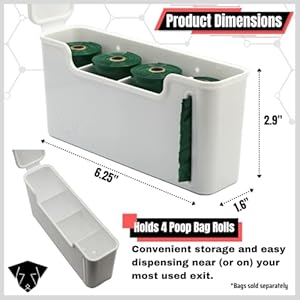 Dog Poop Bag Dispenser – Magnetic Mount – Indoor/Outdoor – Wall Mount – Waste Bag Dispenser – Magnet – Screw-on – Stick-on – Storage – Cat Litter bag – Container (White)