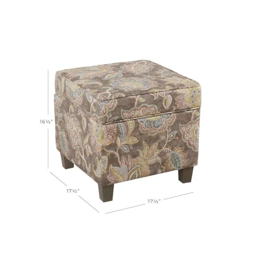 Image of HomePop 18 inch Classic Square Storage Ottoman - Gray Floral