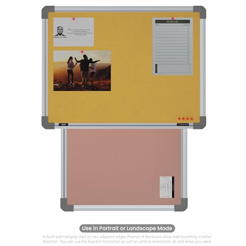Image of Scholar Art Metis 1.5x2 Feet Bulletin Board for Study Room & Wall | Vibrant & Versatile Crape Cloth + High Density Soft Board for Pinning Photos, Sticky Notes & Reminders (Yellow)