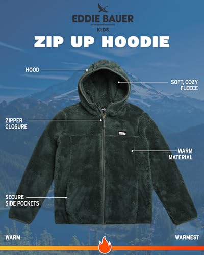 Image of Eddie Bauer Kids' Zip Up - Kids' Full Zip Ultra Soft Sherpa Fleece Hoodie Sweatshirt for Boys and Girls (5-20)
