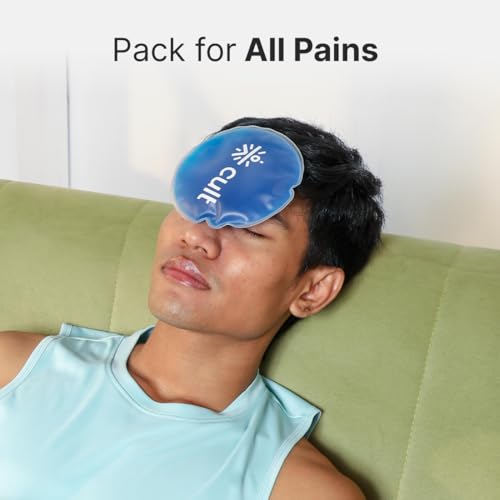 Image of Cult Reusable Hot & Cold Gel Pack with Eye Mask for Puffiness, Headache, Migraine, Eye Strain, Injuries, Muscle Recovery & Everyday Pain Relief - Pack of 3