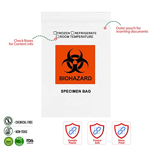 Image of GPI - 6 inch X 9 inch 1000 Pack, Biohazard Specimen Zip Bags, With Pouch, 2 Mil Thick, For Your Laboratory Or Health Care Facility Samples.