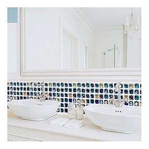 Gemakkelijk te versieren populaire blijvende achtergronden zelfklevende muursticker waterdicht behang badkamer toilet bad muur renovatie sticker keuken tegel Crystal glas mozaïek muursticker blauw 20x20cm (6