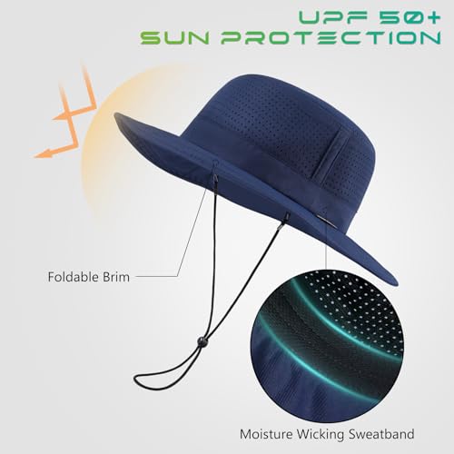 Image of UPF 50+ Bucket Sun Hat with Laser Perforated Mesh Cooling Adjustable Breathable Lightweight for Outdoor Men Women