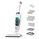 Rowenta Nettoyeur vapeur 2-en-1, Aspire et lave simultanément, Elimine 99,9 des bactéries, Pour tous les sols, Sans détergent, Diffuseur d’huiles essentielles, Clean et Steam Revolution RY7757WH