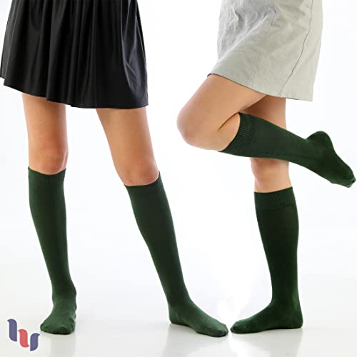 Image of Hugh Ugoli Women's Rayon Derived from Bamboo Knee High Socks Comfort Seam Long Dress Socks, Shoe Size 5-8 /8-11, 4 Pairs