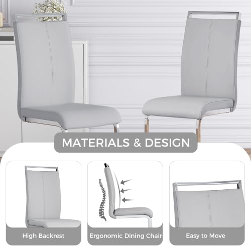 Image of Baysitone Modern Dining Chairs Set of 8, Side Dining Room Chairs, High Back Kitchen Chairs with Faux Leather Padded Seat for Dining Room,Kitchen, Living Room Gray