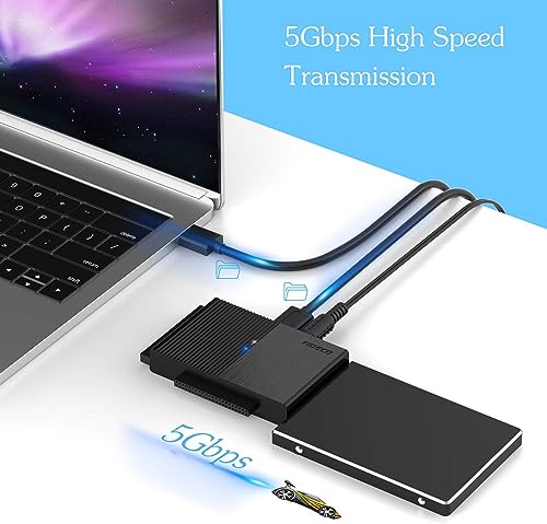 Image of FIDECO USB 3.0 to SATA or IDE Adapter, Hard Drive Adapter Cable Universal for 2.5 /3.5 inch SATA HDD /SSD & IDE HDD with 12V /2A Power Adapter