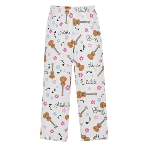 Aloha Music Note Boys Long Pants Soft Trousers Elastic Waist Kids Lounge Bottoms with Pockets S-XL