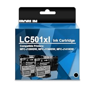 LC501XL Ink Cartridges Black High Yield Compatible for Brother LC501XL Ink for MFC-J1260DW, MFC-J1360DW, MFC-J1410DW (2Packs,with Chip)