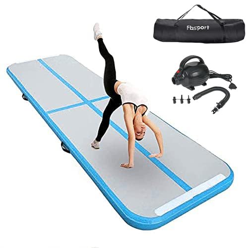 Tapis de gym gonflable - 500 x 100 x 10 cm - 190 kg - Bleu/blanc