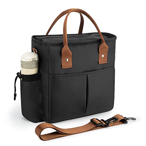 JOHUNT Insulated Lunch Bag Thermal Lunch Box for Men Reusable Large Lunch Bags for Women Lunch Tote for Adults Lunch Organizer Lunch Cooler Bag for Work Office Picnic, Black