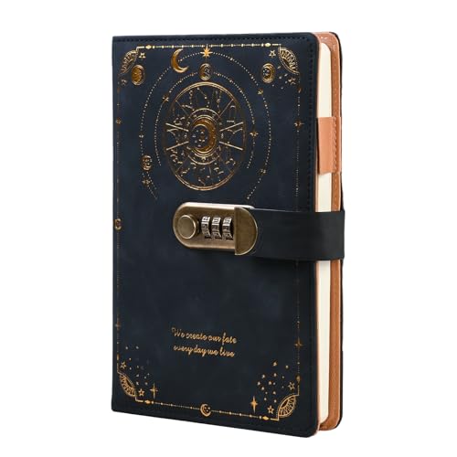 Kaiyzo A5 Vintage Journal Intime avec Cadenas, Carnet Secret Fille Garcon avec PU, Journal Intime Adulte avec Porte-Stylo et Emplacement pour Cartes,...