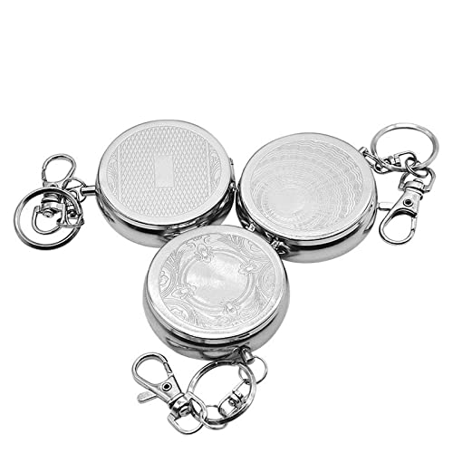 Image of 2PCS Circular Ashtray Portable Car Ashtray, Mini Size Pocket Ashtrays with Lid Smell Proof, Stainless Steel Travel Ashtrays with Keychain