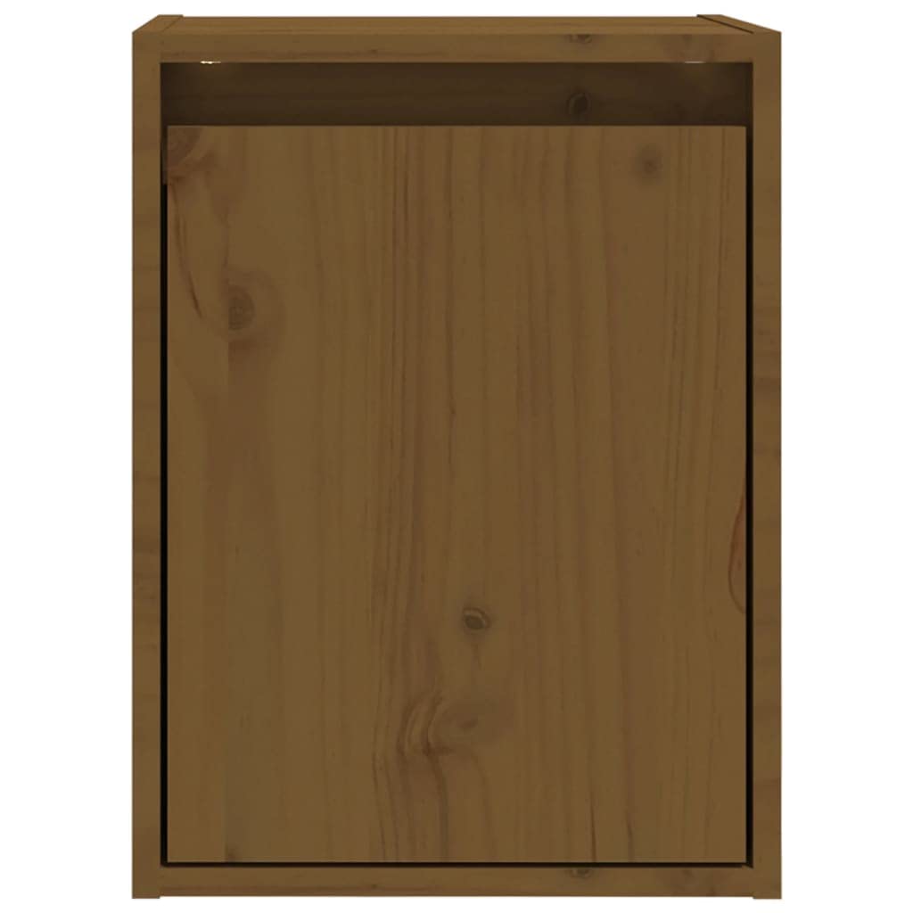 Hothingwell Zestaw 2 szafek ściennych z litego drewna sosnowego, 30 x 30 x 40 cm, kolor miodowo-brązowy, wiszący organizer na książki i drobiazgi, praktyczna dekoracja ścienna.