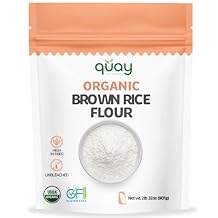 Quay Naturals Organic Brown Rice Flour Finely Milled 2 lb Gluten Free, NonGMO, Whole Grain, Vegan Baking Flour, Stone Ground All Purpose Flour