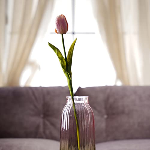 Image of PURE HOME + LIVING Pink Faux Tulip Spray (Made of Plastic, Wire and Fabric) for Home, Office and Living Room Decorations (Without Vase)(Height-60cm) Pack of 1