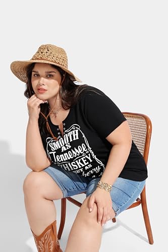 TIYOMI Plus Size T Shirt for Women Buttons Tops Short Sleeve Summer Sexy V-Neckline Shirts Solid/Tie Dye XL-5XL4