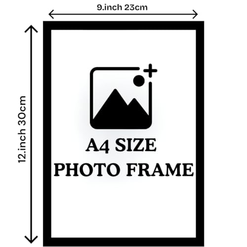 Image of A4 Size Photo Frames - Wall & Tabletop Display, Lightweight Black Frame Khali Frame /A4 Size, 9X12inches (6, Black-Frame)