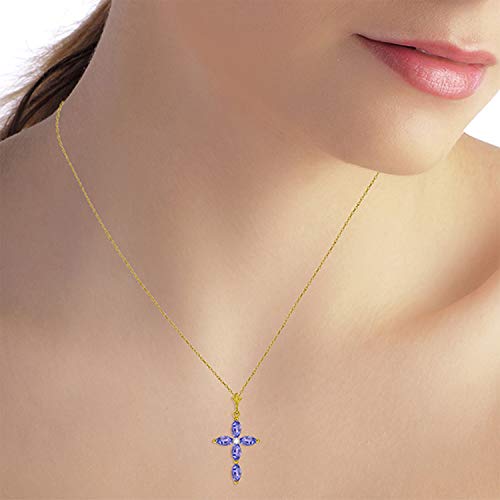 Galaxy Gold GG 14k Solid Yellow, White, Rose Gold Genuine Diamond and Tanzanite Cross Pendant Necklace2