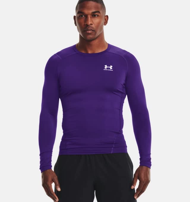 Under Armour Herren Armour HeatGear Kompressions-T-Shirt mit Langen Ärmeln Hemd, Lila (500)/Weiß, Medium Hoch – Ansicht 2