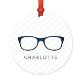 Andaz Press Fully Personalized Metal Christmas Ornament, Eyeglasses, 1-Pack, Includes Ribbon and Gift Bag, Custom Name Eye Glasses Christmas Ornament Eyeglasses Ornament for Tree