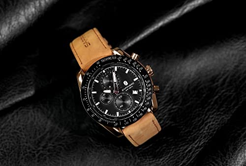 Image of BENYAR Men's Watches Chronograph Watch for Men Multifunction Black Waterproof Sport Fashion Quartz Wristwatches Calendar with Stainless Steel Strap