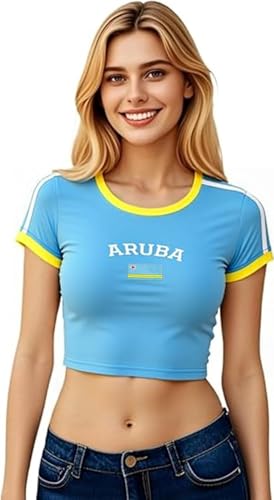 IDEWO Graphic Baby Tees for Women Jersey Short Sleeve Crop Tops Slim Fit T Shirt Vintage Summer Going Out Shirt