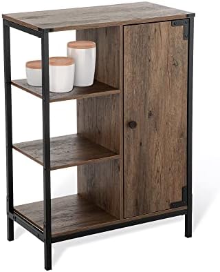 Landia Home Bathroom Storage Cabinet, Industrial Themed with a Steel Frame and Different Tiers of Shelves for Organization