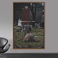 Framed Canvas Wall Art Deer Animals Deer Multicolor Photography Rustic Urban - 16x24 inches