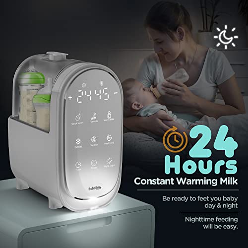 Bubblbay Baby Bottle Warmer, 7-In-1 Multi-Function Bottle Warmer For Breast Milk, Large Double Bottle Warmer For Formula & Heating Food, Bpa Free Milk Warmer With Timer, Lcd Display & Night Light #TOP3