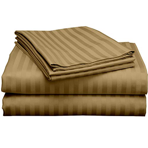 Cottingon 5 Piece Split Cal King Sheet Set Adjustable Bed, Taupe Stripe