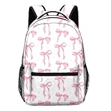 Pink Bow School Bag for Girls, Aesthetic Cute Preppy Kids School Backpack, Waterproof Kawaii Girls Rucksack Coquette Daypack for Teenage Secondary Primary Middle School Daily Use Birthday Gift
