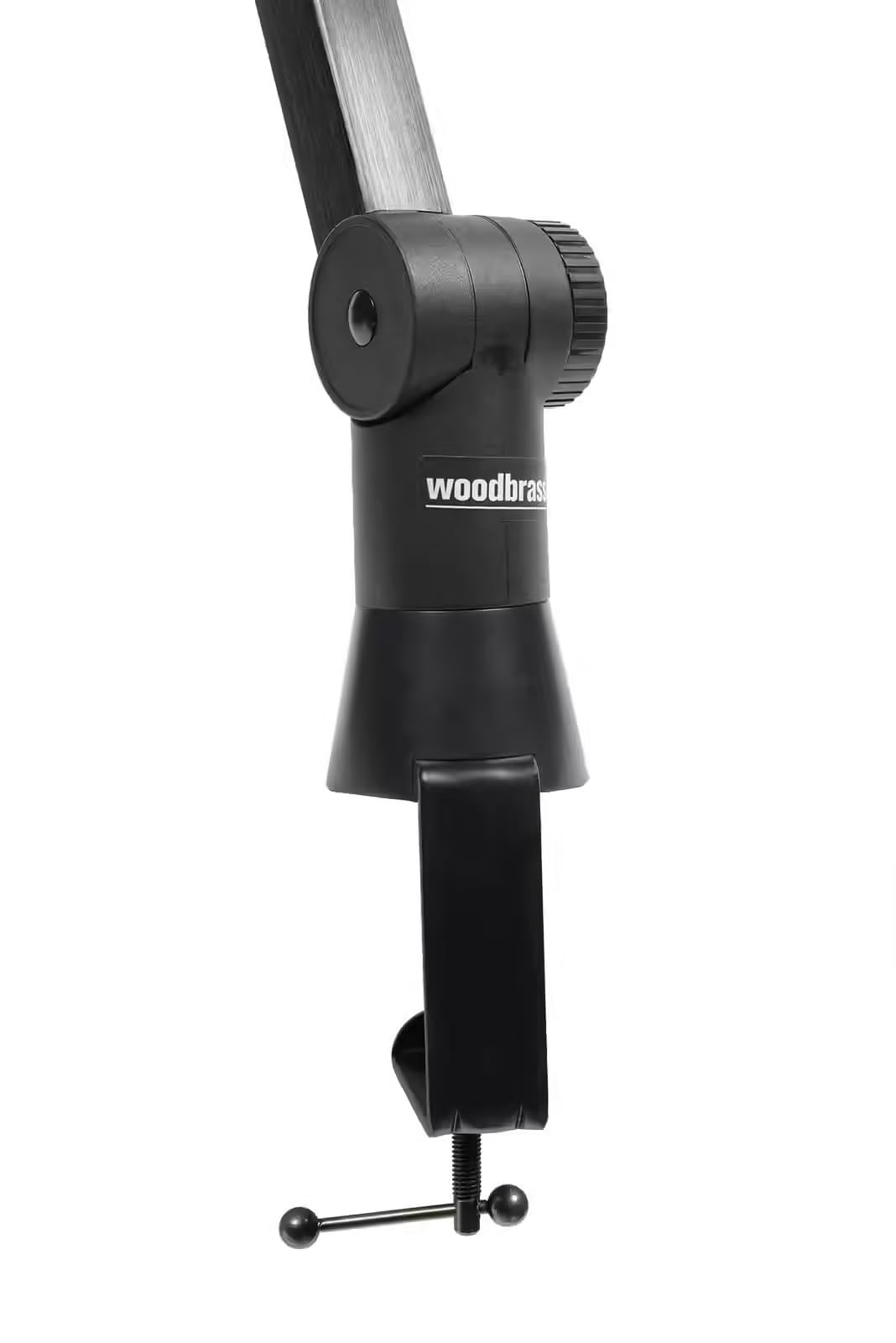 WOODBRASS MS04 Stand Podcast - Brazo articulado micro tipo broadcast para podcast y radio, montaje de mesa ajustable de 1 a 55 mm, gestión de cables integrada, soporte micro metálico negro para home