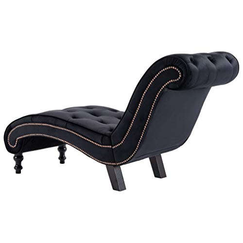 vidaXL Chaiselongue Samt dick gepolstert Home Modern Sleeper Sofa Liege Couch für Schlafzimmer Wohnzimmer Freizeit Club Stuhl Sofa Bett Schwarz