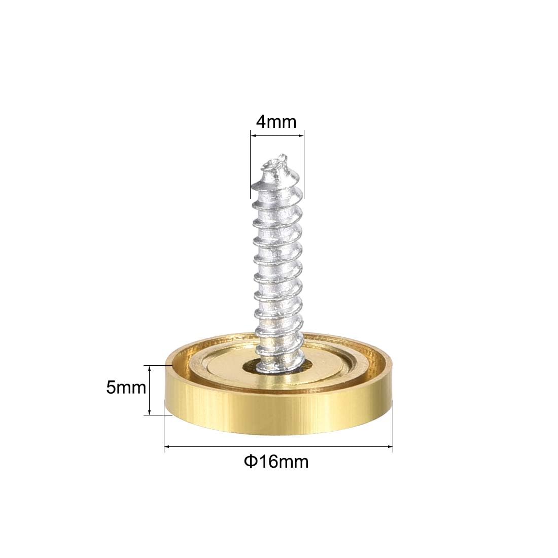 TOP-VIGOR 4Pcs Mirror Screws, 16mm brass Mirror Screws Cap Nail with Washers - Image 2