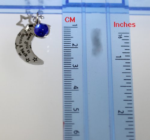 R.h. Jewelry Stainless Steel I Love You To The Moon And Back Pendant Necklace, With Blue Acrylic Crystal #TOP2