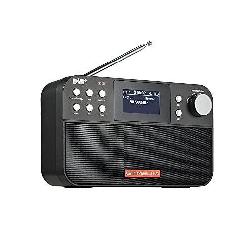 DAB/DAB+ Digital FM Radio 60 Preset Stations Alarms Clock Snooze Timer Rechargeable Battery DAB Radios Portable Digital Radio wi