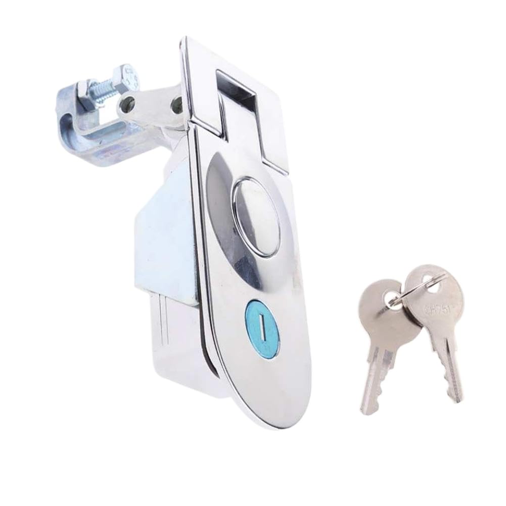 Push Button Compression Lock Latch, Flush Mount Toolbox Lock for Trailers, Campers, and Caravans, Anti-Theft Design(Chrome)