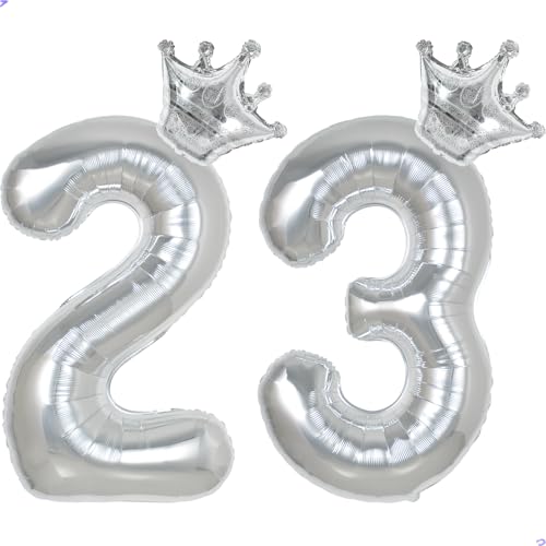 23 Balloon Numbers 40 inch Silver Number Balloon for 23th Birthday Decorations for Men Women, Giant Jumbo Foil Mylar 23 Birthday Decoration for Him Her
