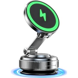for MagSafe Car Mount Charger, 15W Fast Charging Magnetic Wireless Car Charger, Vacuum Magnetic Phone Holder [120LBS Ultra Suction Cup & 3000gf Magnet ] 780° Dashboard Car Bracket for iPhone & Android
