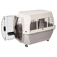 Amazon Basics Pet Carrier Kennel With Metal Wire Ventilation, 91 cm, Travel Kit Inside