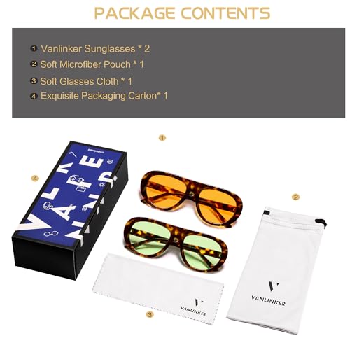 Image of VANLINKER Oversized Retro Aviator Sunglasses for Women Men Chic 70s Vintage Style Trendy 2026 Chunky Sun Glasses VL9865