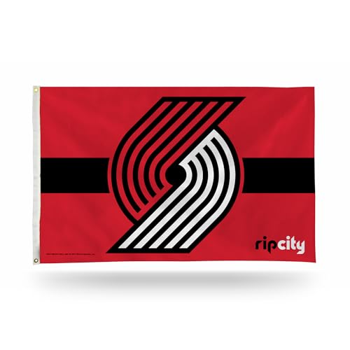 Rico Industries NBA Basketball Portland Trail Blazers Red with Black Stripe 3' x 5' Banner Flag Single Sided - Indoor or Outdoor - Home Décor