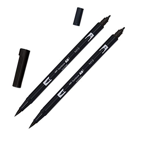 Tombow Abt Dual Brush Pen N15 Black Pack of 2