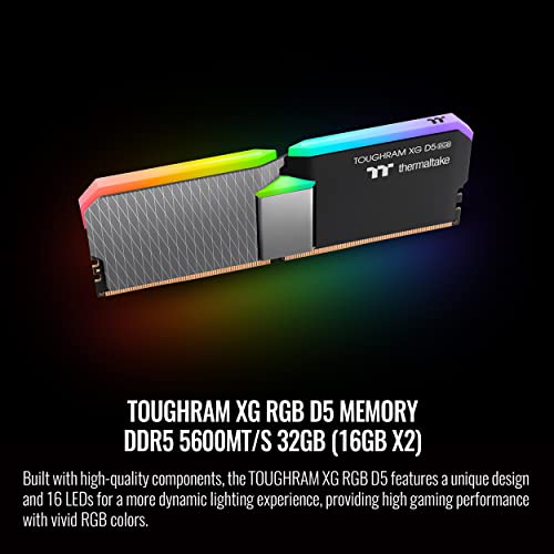 Thermaltake Toughram Xg Rgb D5 Memory Ddr5 32 Gb (16Gbx2) 5600 Mhz C36, Hynix Ic, 16 Leds, Rg33D516Gx2-5600C36B #TOP1
