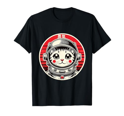 Camisa japonesa de astronauta con gato espacial de la buena suerte, Maneki Neko Camiseta