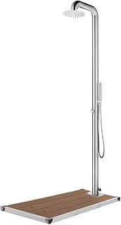 WKIEQACO Home & Garden,Muebles de jardín ducha con base marrón 230 cm acero inoxidable